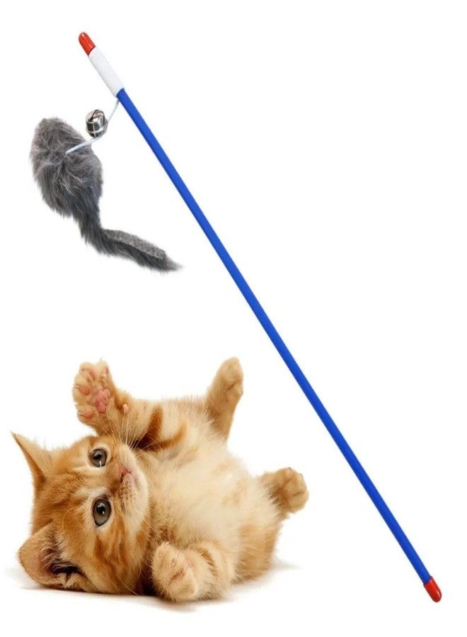 PET FUN Interactive Cat Teasing Stick | Engaging Feather Wand Toy Set for Kitten & Cats, Activity Teaser Play Stick with Bell for Fun Exercise & Playing for Indoor (Multicolor, Furry Mouse Play Wand) - Image 1
